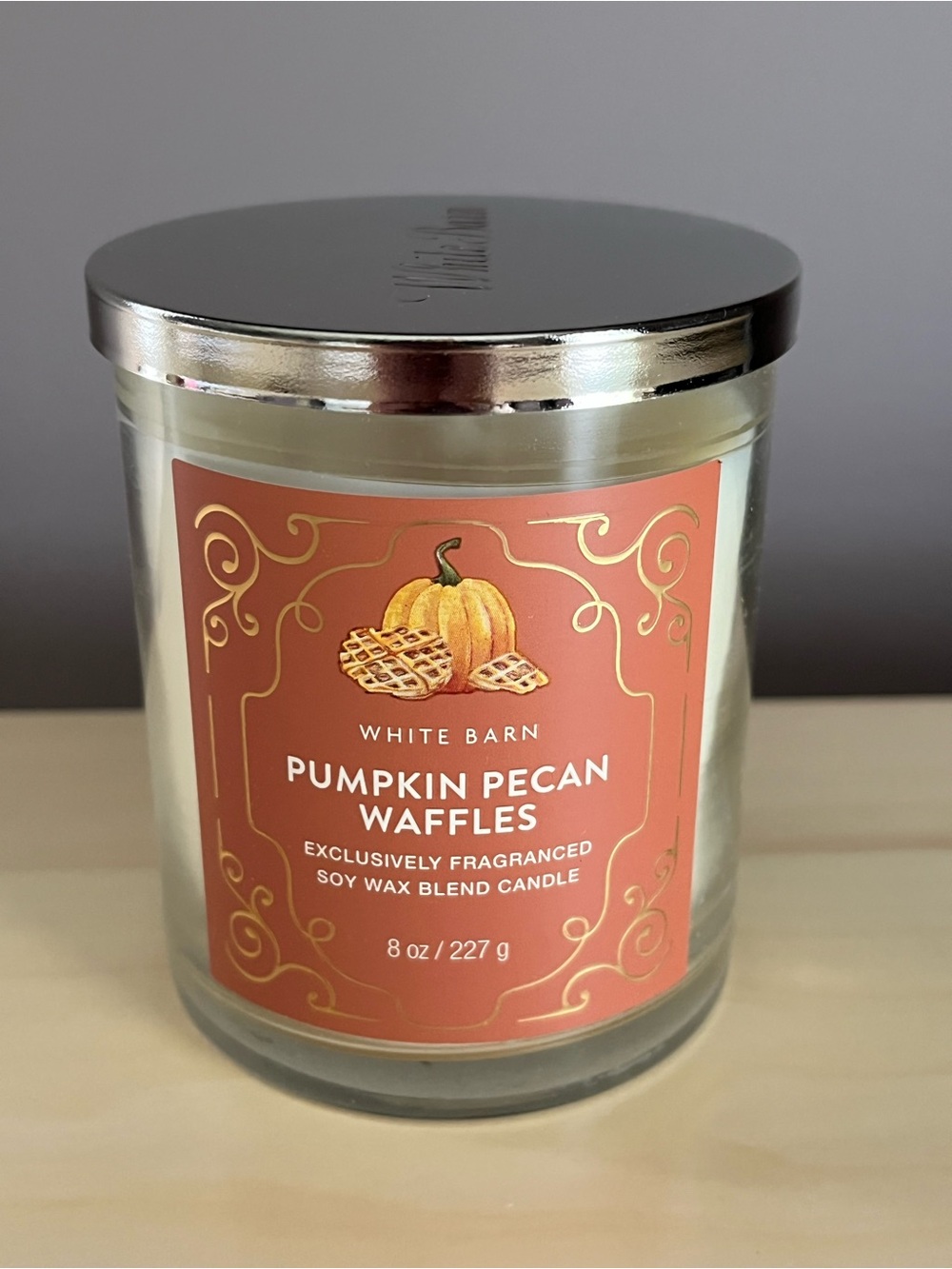 Bath & Body Works White Barn Pumpkin Pecan Waffles Single Wick Candle